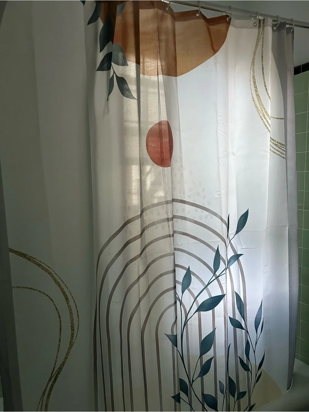Botanical Arch Shower Curtain, Bathroom Rug and Hand Towel-new